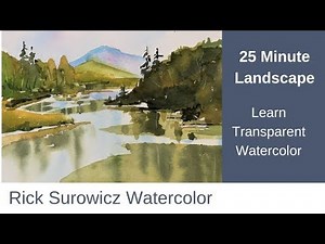Watercolor Tutorial, 25 MINUTE Landscape: Narrated Transparent Watercolor Tutorial
