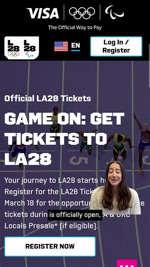 Game on! Registration for the LA28 Ticket Draw* is open from January 14–March 18, 2026. We’re here to take you through the process step-by-step to ensure you get across the finish line of registering for the draw. Sign up now at Tickets.LA28.org *NO PURCHASE OR PAYMENT REQUIRED. RESTRICTIONS APPLY. TERMS SUBJECT TO CHANGE. VISIT LA28.ORG FOR OFFICIAL TERMS. @Olympics @NBC Olympics & Paralympics