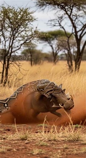 Will the python manage to swallow the warthog Epic snake battle revealed #animals #snake #warthog