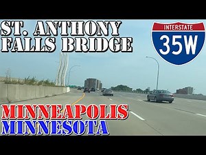 I 35W St. Anthony Falls Bridge North - Minneapolis - Minnesota - 4K Infrastructure Drive