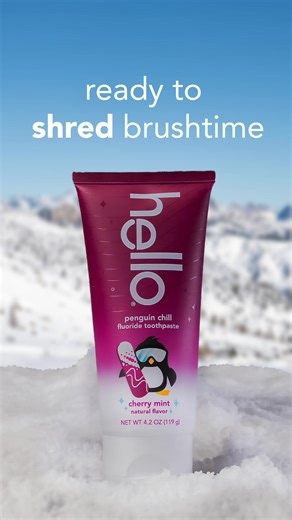 a fresh way to shred brushing every day. say hello to penguin chill. 🐧 ❄️ sweet as cherry, cool as mint ❄️ prevents cavities strengthens enamel ❄️ freshens breath #hello #helloproducts #penguin #toothpaste #smile