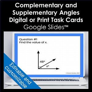 Complementary Supplementary Angles Task Cards | Editable Digital and Printable