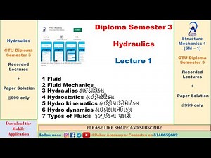GTU I Hydraulics Diploma Semester 3 I Lecture 1 I Introduction I Hydrostatics I Hydro kinematics