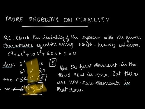 Control system stability l Routh-Hurwitz criterion problems