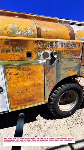 Sandblasting Process for Removing Heavy Rust on Industrial Vehicle Body.