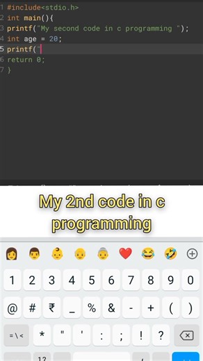 My second code in c programming . print your age #codingincprogramming