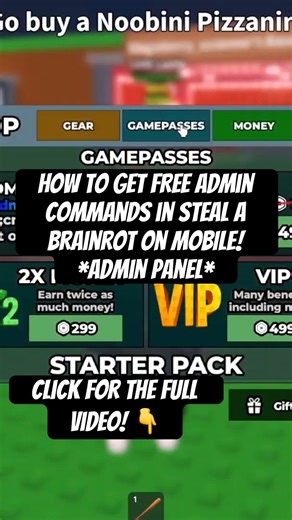 How to get FREE Admin Commands in Steal a Brainrot On MOBILE! *Admin Panel* #roblox #shorts