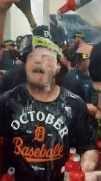 Tigers locker-room celebration ALDS
