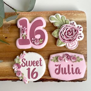 1 Dozen - Personalized Sweet 16 Birthday Cookie Favors, Dessert Table Sweet Sixteen Cookies - Etsy
