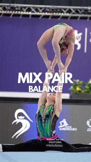 Amazing mix pair acrobatic gymnastics with balance routine
