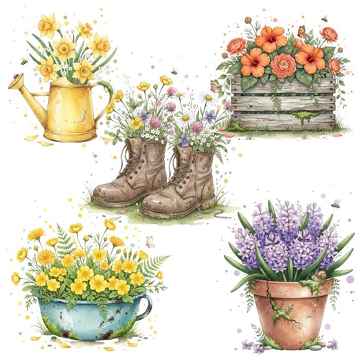 Spring Flowers Clipart, Floral Graphics, 12 Pngs (digital Download) - Etsy
