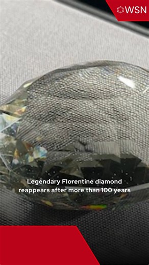 The famous Florentine Diamond, a 137-carat yellow pear-shaped gem...