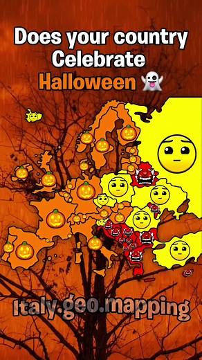 TikTok ruins the quality 😒 || Do you celebrate halloween? 🎃 #map #halloween #mapping #geography #europe #italygeomapping #scary #skeleton #maps