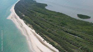 Beautiful view of Talumphuk Cape or Laem Talumphuk in the Gulf of Thailand sea of ​​Nakhon Si Thammarat Province, Thailand, Asia