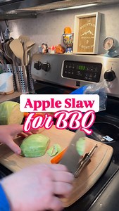 Apple Slaw for BBQ: 🍖 this is a great addition for any BBQ lovers out there. You can adjust the amounts of any ingredient to your liking! 1/4 head green cabbage 1/4 head red cabbage (not shown) Shredded carrot 1/2 red apple sliced/diced 1/2 green apple sliced/diced Couple spoonfuls of mayonnaise (add to your preference) 1 or 2 Tbsp brown sugar 1/2 squeezed lemon Sprinkle of salt Mix well and add ingredients to your personal liking. Refrigerate or serve immediately. #bbq #coleslaw #homemade #coo