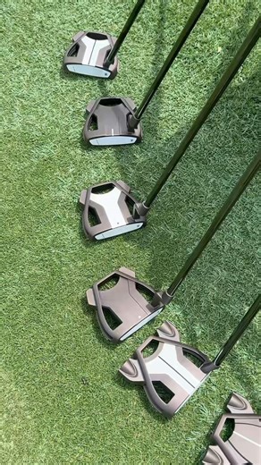 I doubt all of the alignment styles will be available at retail, but lots of interesting @TaylorMadeGolf Spiders putters with a new PVD finish were in the practice area Monday at thr @Zurich_Classic.
