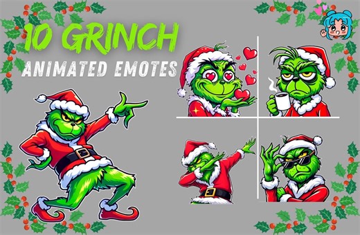 10 Grinch Emotes Animated | Christmas Emotes Twitch | Christmas Emotes | Animated Twitch Emotes | Grinch Emotes | Christmas Twitch Emotes - Etsy