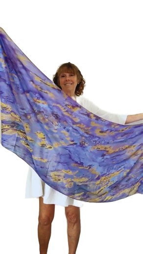 Purple & Gold Modal Silk Scarf, Long Purple Scarf, All Season Original Art Print Scarf, Mothers Day