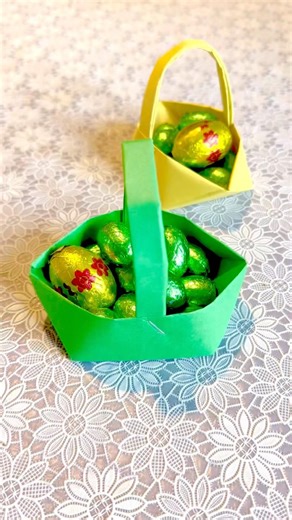Origami Easter basket made of paper - quick and easy tutorial for an original DIY gift