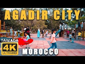 Agadir City Downtown walking tour - 4K UHD Morocco