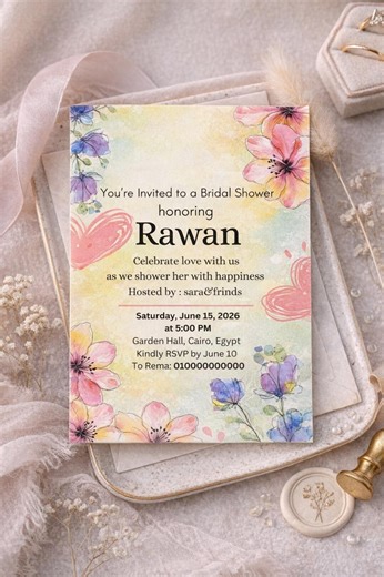 Bridal Shower Invitation Template, Editable Canva Invite, Floral Bridal Shower, Instant Download, Printable Invitation