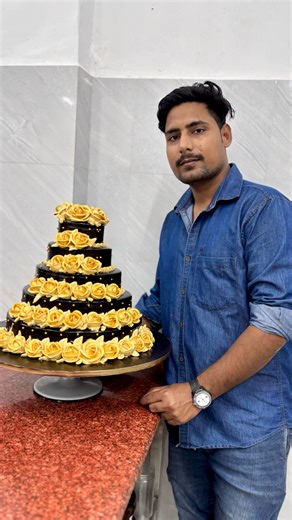 15K views · 117 reactions | 5 tier anniversary cake design | 8 kg chocolate cake | wedding anniversary cake | golden flower #Viral #Trending #AnniversaryCake #Trending #ChocolateCake #CakeDecorating #5tiercake #ChocolateCakeMaking #ChocolateCakeRecipe #ChocolateCakeDesign #ViralVideo #TrendingVideo #ChocolateCakeMakingVideo #weddinganniversarycakedesign | roshan_cake_chef | Facebook