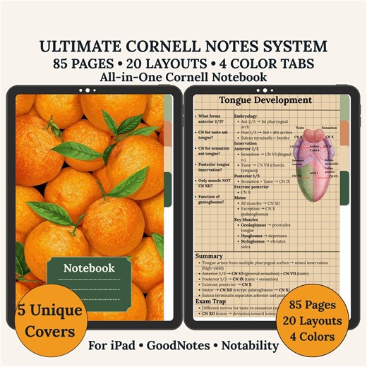 Ultimate Cornell Notes System | Digital Cornell Notebook PDF | Note Taking Template - Etsy