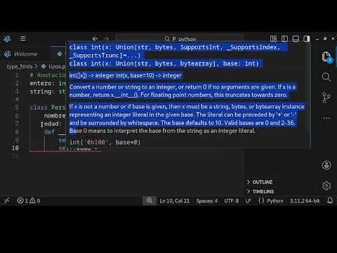 Type-hints o anotacion de tipos de python