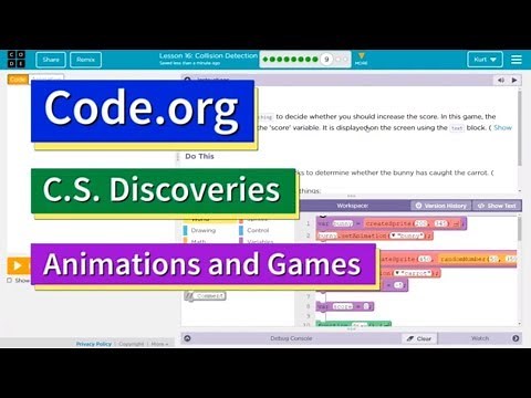 Collision Detection Lesson 16 Part 9 Code.org CS Discoveries Tutorial with Answers