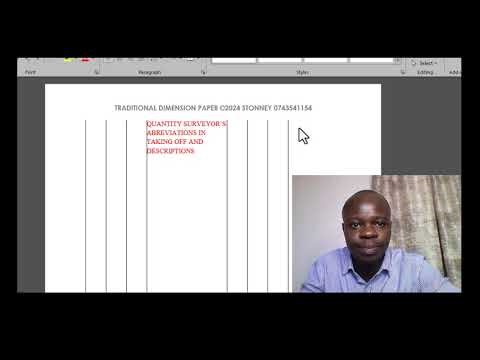 TAKING OFF ABBREVIATIONS IN TRADITIONAL DIMENSION PAPER BY QUANTITY SURVEYORS EXPLAINED!