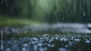 Raining in forest, ambient nature video, stock video, 4k animated seamless loop, seamless looping overlay 4k virtual video animation background, rain ambience, seamless ambience, 4k raining ambience