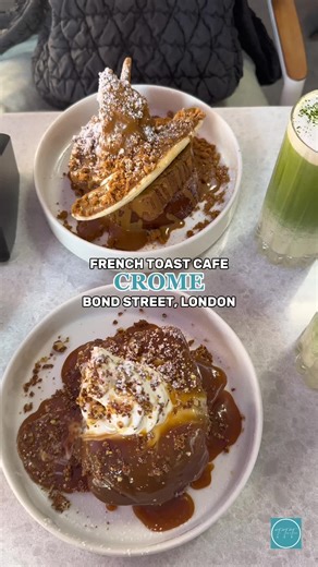 @CROME LONDON 9✪ Overall 📍Bond Street, London Crome London is a super cute café with a cozy. The French toast, was absolutely amazing, rich, fluffy, and indulgent. It was a bit too sweet for me to finish, but I still loved every part of it. The best matcha I have tried so far, it was creamy and sweet, perfectly balanced. Service was a little on the slow side, but the overall experience made up for it. Great spot for a treat! - #tytastetest #cromelondon #frenchtoast #matchalover #dessertcafe #sw