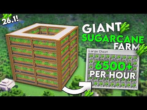 Minecraft Automatic Sugarcane Farm 26.1 ( Java & Bedrock ) Best & Super Efficient