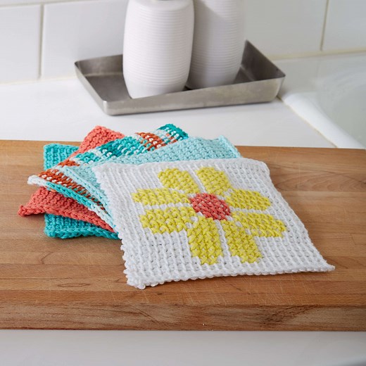 Free Beginner Lily Sugar'n Cream Tunisian Simple Stitch Dishcloth Crochet Pattern