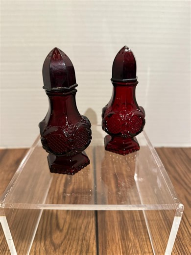 Avon Cape Cod Ruby Red Salt & Pepper Shakers - 4" Pressed Glass - 1975 Victorian Design - Marked Avon Complete Set - Etsy
