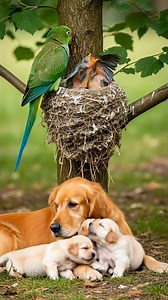 Cat Grabs Parrot Dog Jumps In and Saves It!” #humanity #dog #animals #pets #cat | WildZone