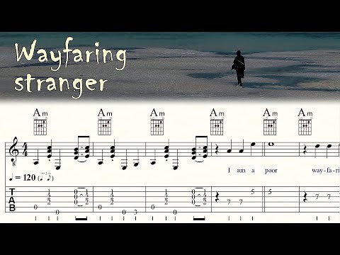 WAYFARING STRANGER | Chords, Melody & Lyrics | TAB & Sheet Music | How to play | Guitar Lesson