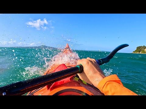30 knots wind by St Heliers beach - QK Penguin sea kayak