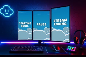 Sky Blue Stream Overlay Pack – Starting, Paused & Ending Screens | Vertical Stream Template | HD Assets