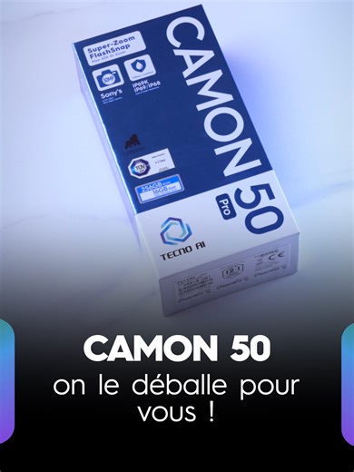 On l’a déballé pour vous Découvrez en vidéo le tout nouveau CAMON 50 Pro dans son coffret complet. Design soigné & premium ainsi que toute la puissance de l'IA #unboxing #TECNO #fyp #pourtoi #unboxingvideo #CAMON50