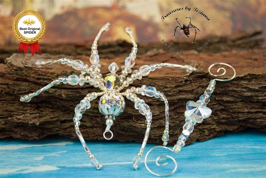 Original Design Fire and Ice Genuine Swarovski Crystal AB Beaded Christmas Tree Holiday Gift Spider Ornament: April Birthstone Suncatcher - Etsy