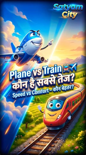 Train vs Airplane ✈️🚆 कौन है सबसे Fast? | Travel Comparison | Satyam City #TrainVsAirplane #shorts