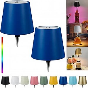 Pridola Wireless Bottle Lamp Shade - LED Rechargeable 3 Color Stepless Dimming - Touch Liquor Bottle Lamp Kit - Outdoor Table Lamp - Bar Lamp - Wine Bottle Lamp(2Pcs-Navy Blue), RYXZ0213