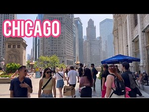 Chicago Walking Tour 🇺🇸 - Oak Street Beach/downtown 4K 60fps (August 4, 2023)