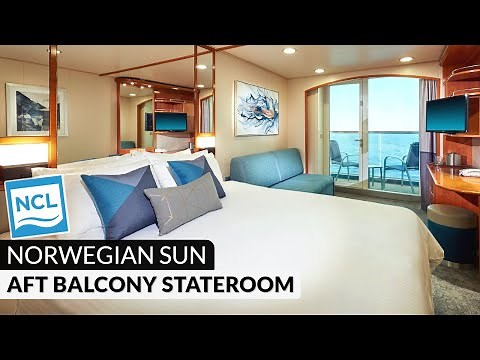 Norwegian Sun | Aft Balcony Stateroom Tour & Review 4K | Category B1