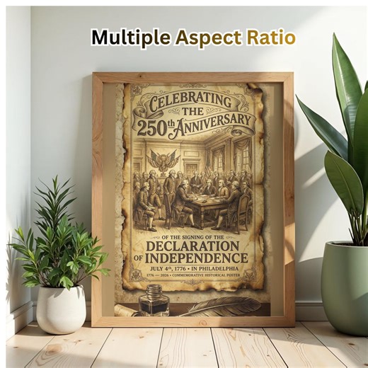 USA 250th Anniversary Declaration of Independence Poster, Patriotic Wall Art 1776-2026, Independence Day Decor, Digital Download - Etsy