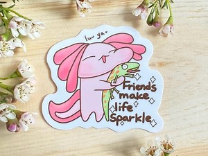 Pink Axolotl & Lizard Sticker – Cute and Funny Friendship Vinyl Sticker, 2.5” Waterproof and Weatherproof, for Water Bottle and Journaling - Etsy Canada