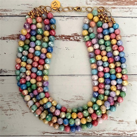 SIREN Collection the Carnival Glass Necklace Beautiful Rare Faceted Crystal Beads in RAINBOW CRYSTAL - Etsy Australia