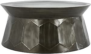 Benjara 36 Inch Modern Iron Coffee Table, Geometric Platform Base, Brown