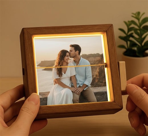 Personalized Photo Flipbox Animation | Hand-cranked Walnut Wood Memory Album With LED Light - Etsy